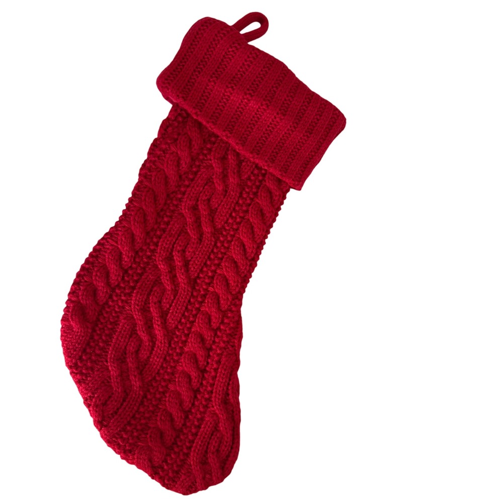 Wondershop Christmas Stocking Red Cable Knit Traditional Holiday Decor
